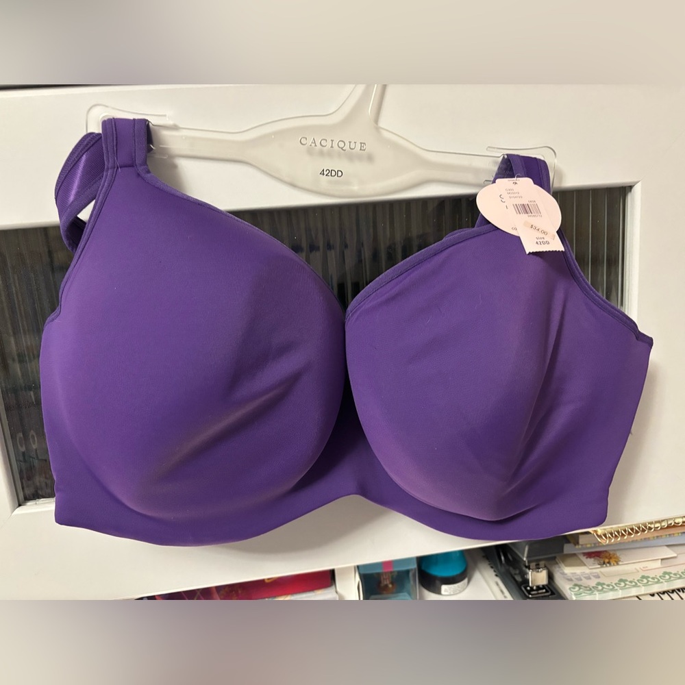 Cacique PURPLE Smooth Balconette Bra, NWT, Size 42 DD